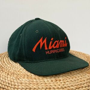 Vintage 80s MIAMI HURRICANES Script Sports Specialties Snapback Hat Cap THE PRO